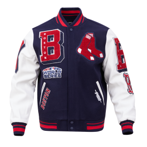 CHAMARRA ON RED SOX MASH UP RIB WOOL VARSITY JACKET MIDNIGHT NAVY RED MIDNIGHT NAVY en STOCK