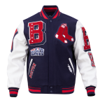 CHAMARRA ON RED SOX MASH UP RIB WOOL VARSITY JACKET MIDNIGHT NAVY RED MIDNIGHT NAVY en STOCK