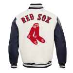 CHAMARRA ON RED SOX RETRO CLASSIC RIB WOOL VARSITY JACKET EGGSHELL MIDNIGHT NAVY en STOCK
