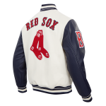 CHAMARRA ON RED SOX RETRO CLASSIC RIB WOOL VARSITY JACKET EGGSHELL MIDNIGHT NAVY en STOCK