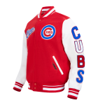CHAMARRA CHICAGO CUBS SCRIPT TAIL MENS RIB WOOL VARSITY RED WHITE en STOCK