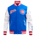 CHAMARRA CHICAGO CUBS SCRIPT TAIL MENS RIB WOOL VARSITY ROYAL BLUE RED en STOCK