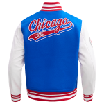 CHAMARRA CHICAGO CUBS SCRIPT TAIL MENS RIB WOOL VARSITY ROYAL BLUE RED en STOCK
