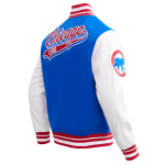 CHAMARRA CHICAGO CUBS SCRIPT TAIL MENS RIB WOOL VARSITY ROYAL BLUE RED en STOCK