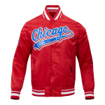 CHAMARRA CHICAGO CUBS SCRIPT TAIL MENS SATIN JACKET RED en STOCK