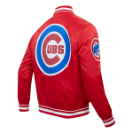 CHAMARRA CHICAGO CUBS SCRIPT TAIL MENS SATIN JACKET RED en STOCK