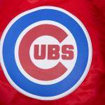 CHAMARRA CHICAGO CUBS SCRIPT TAIL MENS SATIN JACKET RED en STOCK