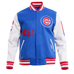 CHAMARRA AGO CUBS OLD ENGLISH WOOL VARSITY JACKET ROYAL RED en STOCK