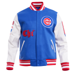 CHAMARRA AGO CUBS OLD ENGLISH WOOL VARSITY JACKET ROYAL RED en STOCK
