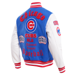 CHAMARRA AGO CUBS OLD ENGLISH WOOL VARSITY JACKET ROYAL RED en STOCK