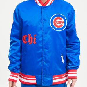 CHAMARRA AGO CUBS OLD ENGLISH SATIN JACKET ROYAL RED en STOCK