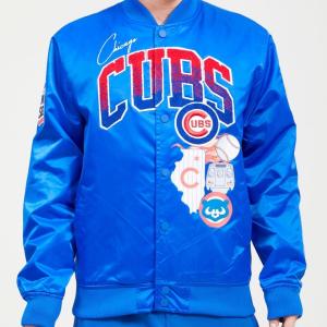CHAMARRA AGO CUBS HOME TOWN SATIN JACKET ROYAL BLUE en STOCK