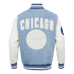 CHAMARRA CHICAGO CUBS VARSITY BLUES MENS DENIM VARSITY JACKET DENIM LINEN en STOCK