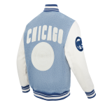 CHAMARRA CHICAGO CUBS VARSITY BLUES MENS DENIM VARSITY JACKET DENIM LINEN en STOCK