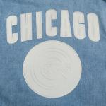 CHAMARRA CHICAGO CUBS VARSITY BLUES MENS DENIM VARSITY JACKET DENIM LINEN en STOCK