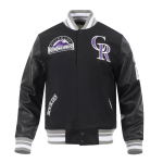 CHAMARRA ORADO ROCKIES RETRO CLASSICS RIB VARSITY JACKET BLACK GRAY en STOCK