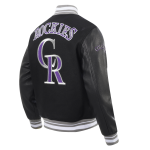 CHAMARRA ORADO ROCKIES RETRO CLASSICS RIB VARSITY JACKET BLACK GRAY en STOCK