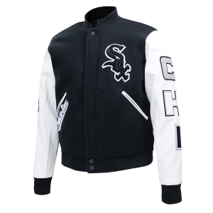 CHAMARRA GO WHITE SOX CLASSIC WOOL VARSITY JACKET BLACK WHITE en STOCK