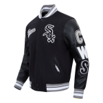CHAMARRA CHICAGO WHITE SOX SCRIPT TAIL MENS RIB WOOL VARSITY BLACK GRAY en STOCK