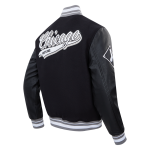 CHAMARRA CHICAGO WHITE SOX SCRIPT TAIL MENS RIB WOOL VARSITY BLACK GRAY en STOCK