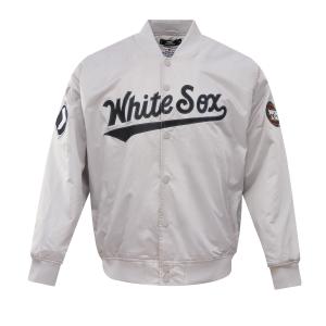 CHAMARRA AGO WHITE SOX BIG LOGO WORLD SERIES SATIN JACKET SILVER en STOCK