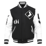 CHAMARRA AGO WHITE SOX OLD ENGLISH WOOL VARSITY JACKET BLACK WHITE en STOCK