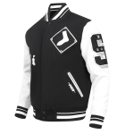 CHAMARRA AGO WHITE SOX OLD ENGLISH WOOL VARSITY JACKET BLACK WHITE en STOCK