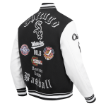CHAMARRA AGO WHITE SOX OLD ENGLISH WOOL VARSITY JACKET BLACK WHITE en STOCK
