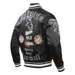 CHAMARRA AGO WHITE SOX OLD ENGLISH SATIN JACKET BLACK GREY en STOCK