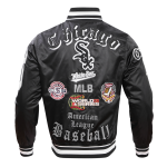 CHAMARRA AGO WHITE SOX OLD ENGLISH SATIN JACKET BLACK GREY en STOCK
