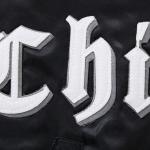 CHAMARRA AGO WHITE SOX OLD ENGLISH SATIN JACKET BLACK GREY en STOCK