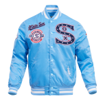 CHAMARRA AGO WHITE SOX RETRO CLASSIC RIB SATIN JACKET UNIVERSITY BLUE en STOCK