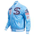 CHAMARRA AGO WHITE SOX RETRO CLASSIC RIB SATIN JACKET UNIVERSITY BLUE en STOCK