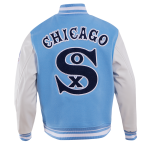 CHAMARRA AGO WHITE SOX RETRO CLASSIC RIB WOOL VARSITY JACKET UNIVERSITY BLUE WHITE en STOCK