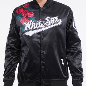 CHAMARRA AGO WHITE SOX ROSES SATIN JACKET BLACK en STOCK