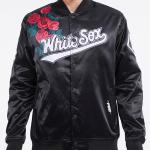 CHAMARRA AGO WHITE SOX ROSES SATIN JACKET BLACK en STOCK