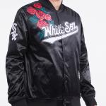 CHAMARRA AGO WHITE SOX ROSES SATIN JACKET BLACK en STOCK