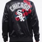 CHAMARRA AGO WHITE SOX ROSES SATIN JACKET BLACK en STOCK