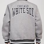 CHAMARRA AGO WHITE SOX CREST EMBLEM RIB WOOL VARSITY JACKET HEATHER GRAY BLACK en STOCK