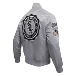 CHAMARRA AGO WHITE SOX CREST EMBLEM SATIN JACKET GRAY en STOCK