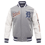CHAMARRA DETROIT TIGERS SCRIPT TAIL MENS RIB WOOL VARSITY HEATHER GREY WHITE MIDNIGHT NAVY en STOCK