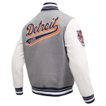 CHAMARRA DETROIT TIGERS SCRIPT TAIL MENS RIB WOOL VARSITY HEATHER GREY WHITE MIDNIGHT NAVY en STOCK