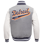 CHAMARRA DETROIT TIGERS SCRIPT TAIL MENS RIB WOOL VARSITY HEATHER GREY WHITE MIDNIGHT NAVY en STOCK