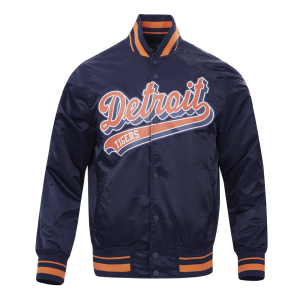 CHAMARRA DETROIT TIGERS SCRIPT TAIL MENS SATIN JACKET MIDNIGHT NAVY ORANGE MIDNIGHT NAVY en STOCK