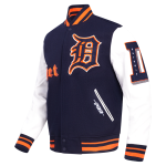 CHAMARRA ROIT TIGERS OLD ENGLISH RIB WOOL VARSITY JACKET MIDNIGHT NAVY ORANGE MIDNIGHT NAVY en STOCK
