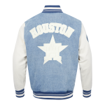 CHAMARRA HOUSTON ASTROS VARSITY BLUES MENS DENIM VARSITY JACKET DENIM LINEN en STOCK