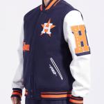 CHAMARRA STON ASTROS OLD ENGLISH RIB WOOL VARSITY JACKET MIDNIGHT NAVY ORANGE MIDNIGHT NAVY en STOCK