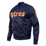 CHAMARRA TON ASTROS BIG LOGO SATIN JACKET MIDNIGHT NAVY en STOCK