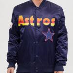 CHAMARRA TON ASTROS WORDMARK SATIN JACKET MIDNIGHT NAVY en STOCK