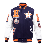 CHAMARRA TON ASTROS MASH UP RIB WOOL VARSITY JACKET MIDNIGHT NAVY ORANGE MIDNIGHT NAVY en STOCK